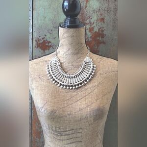 Elegant Handmade Silver Middle Eastern Bib Statement Necklace
